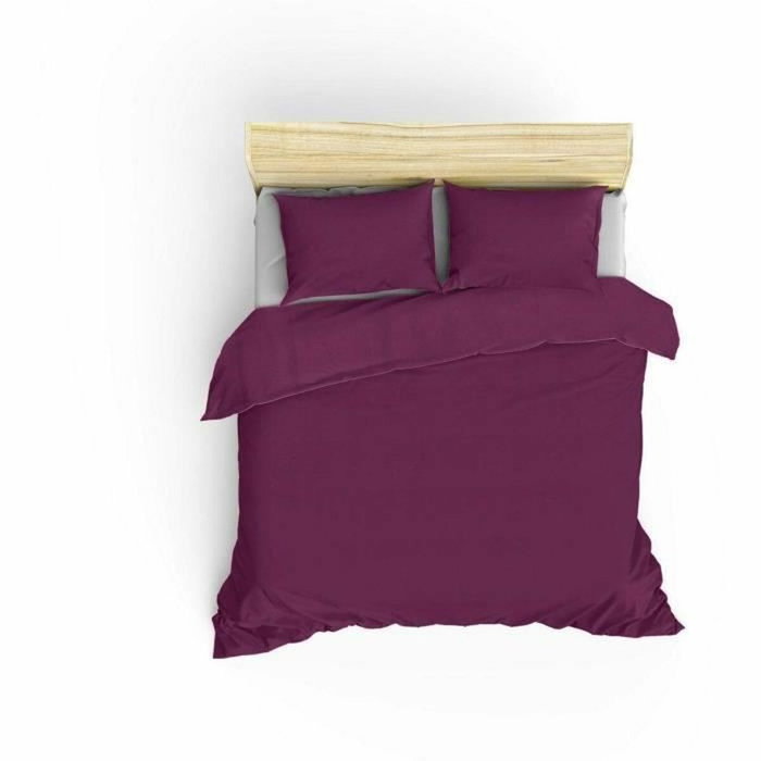 BigBuy Home Parure de couette Violet 3 pièces en coton renforcé