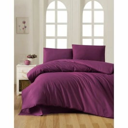 BigBuy Home Parure de couette Violet 3 pièces en coton renforcé