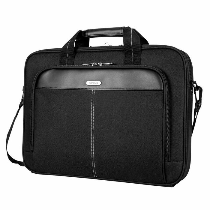 Targus Sacoche Classic Slim 15,6" pour ordinateur portable, compartiment rembourré, sangle ajustable et bande pour valise, Noir