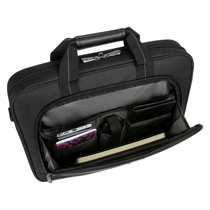 Targus Sacoche Classic Slim 15,6" pour ordinateur portable, compartiment rembourré, sangle ajustable et bande pour valise, Noir