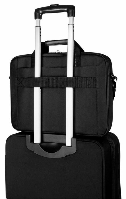Targus Sacoche Classic Slim 15,6" pour ordinateur portable, compartiment rembourré, sangle ajustable et bande pour valise, Noir