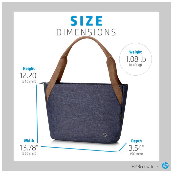 HP Sac pour ordinateur portable Renew 14 pouces, bleu marine, fabriqué à partir de bouteilles en plastique recyclées