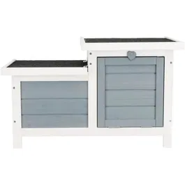 TRIXIE Clapier Habitat Natura, cage pour lapin, 70 x 43 x 45 cm, avec deux entrées, couleur blanc et gris