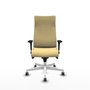 Piqueras Y Crespo Sillón Albacete avec mécanisme synchrone, similicuir crème et base blanche