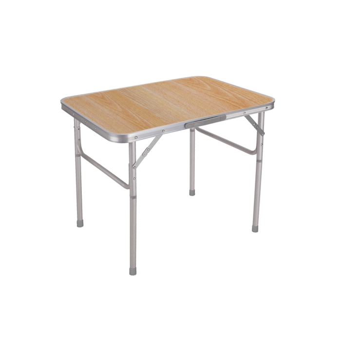 Marbueno 10013 Table Pliable Aluminium 75x55x60 cm Blanc, Gris, Bois Camping et Plage Hauteur Ajustable