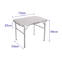 Marbueno 10013 Table Pliable Aluminium 75x55x60 cm Blanc, Gris, Bois Camping et Plage Hauteur Ajustable
