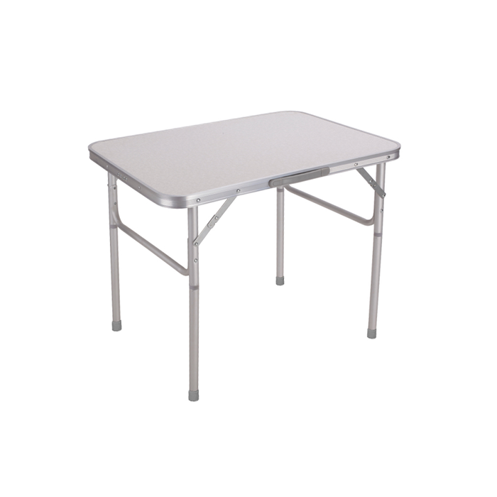 Marbueno 10013 Table Pliable Aluminium 75x55x60 cm Blanc, Gris, Bois Camping et Plage Hauteur Ajustable