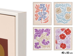 GIFTDECOR Lot de 8 tableaux fleurs assortis 40x50cm Bleu Orange Violet Rouge