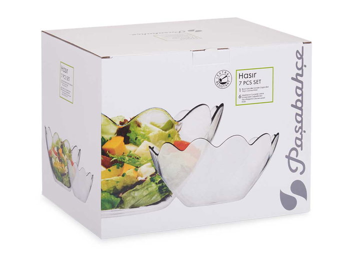 Pasabahce Set de 7 Bols Hasir en Verre Transparent 31x25x24 cm (Set de 2)