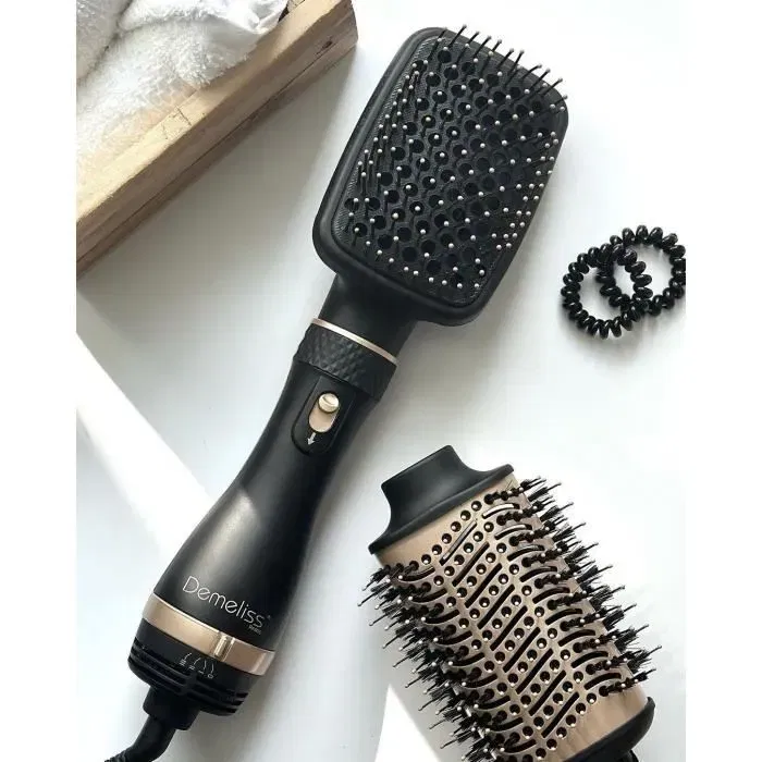 Saint Algue Demeliss VOLUME & STYLE - Brosse soufflante 2 en 1 - Séchage, lissage et brushing - Pour tous types de cheveux - Moteur 1200W - Revêtement céramique et tourmaline