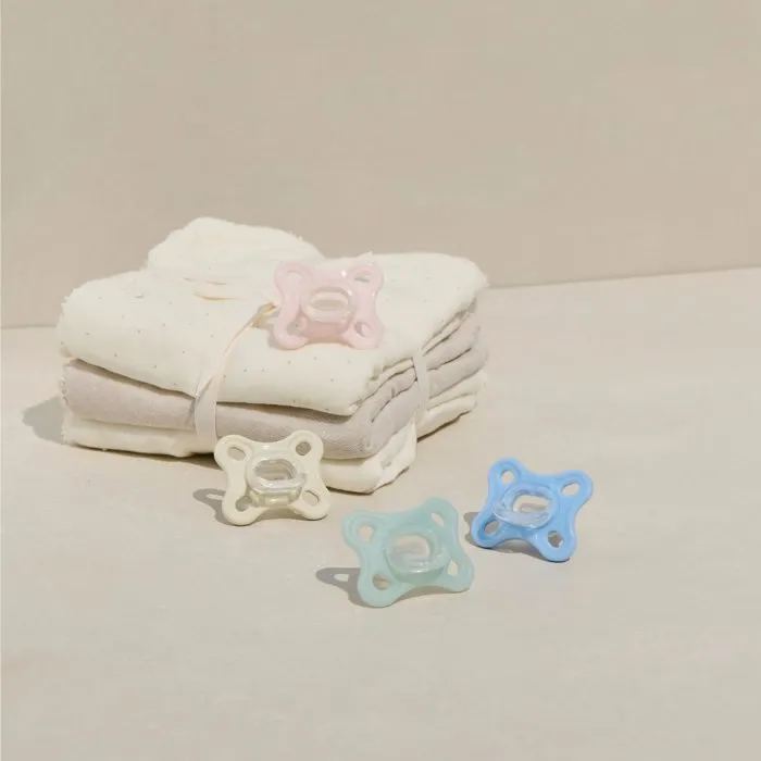 MAM - Sucette physiologique - Lot de 2 - En silicone souple et doux pour nouveau-nés - Bleu et Vert