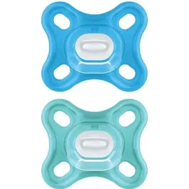 MAM - Sucette physiologique - Lot de 2 - En silicone souple et doux pour nouveau-nés - Bleu et Vert
