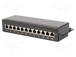 DIGITUS Panneau de brassage Cat 6 RJ45 12 ports noir