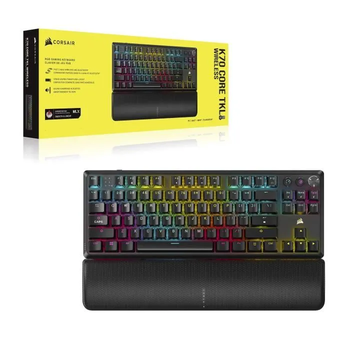 Corsair K70 Pro TKL - Clavier Gaming Mécanique Compact - Interrupteurs MGX Hyperdrive - Rétroéclairage RGB - AZERTY