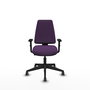 Chaise Elche Contact permament de base Tissu Pourpre Base pyramidale noire Accoudoir 1D Sans appui-tête Roulettes 65mm pour moquette
