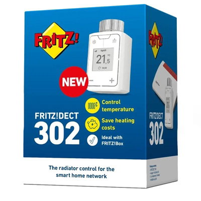 Fritz Dect 302 - Vanne de radiateur intelligente, thermostat connecté pour radiateur, compatible FRITZ!Box, contrôle via FRITZ!App Smart Home, écran e-paper, DECT ULE Fritz Dect 302 - Vanne de radiateur intelligente, thermostat connecté pour radiateur, compatible FRITZ!Box, contrôle via FRITZ!App Smart Home, écran e-paper, DECT ULE