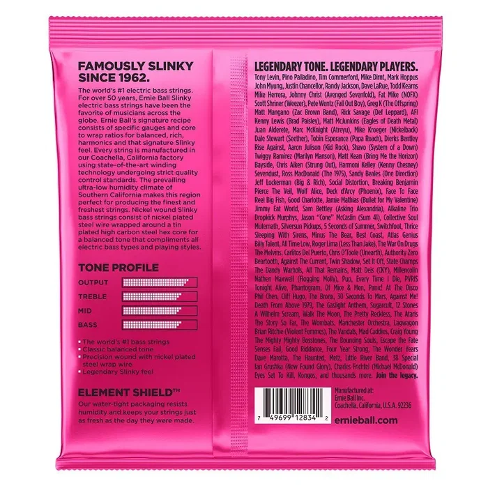 Ernieball Slinky Super 45-100 Jeu de cordes pour basse électrique