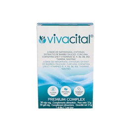 VIVACITAL Premium Complex 30 gélules - Complément alimentaire natokinase, chitosane, bambou, curcumine, CoQ10, vitamines