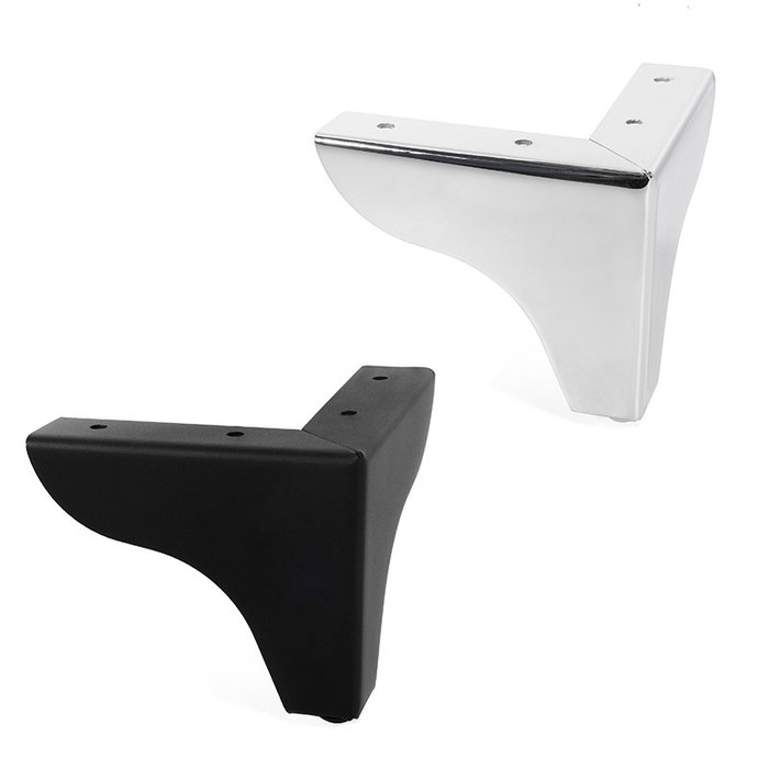 Q&Q Pata de Metal Aspen H100 120x120 - Pied de meuble en métal, finition chrome et noir, hauteur 100 mm, dimensions 120x120 mm