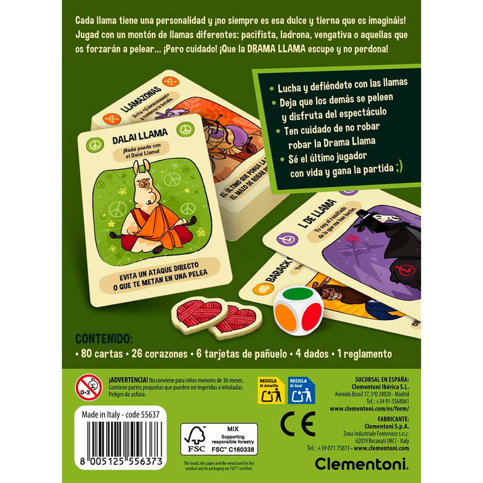 Clementoni Jeu de cartes Drama Llama 55637 en espagnol pour fêtes, jeux rapides et simples - À partir de 10 ans Clementoni Jeu de cartes Drama Llama 55637 en espagnol pour fêtes, jeux rapides et simples - À partir de 10 ans