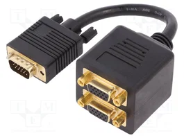 DIGITUS Multiprise VGA 1 prise et 2 socles D-Sub 15pin HD, 0,2m