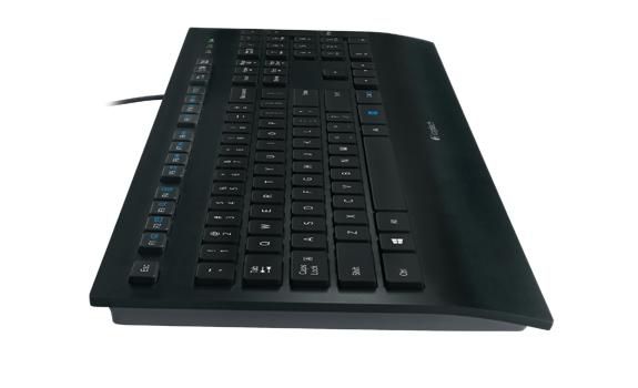 Logitech Clavier USB K280e avec repose-poignet, profil bas et silencieux, résistant aux éclaboussures, noir, disposition Nordic Logitech Clavier USB K280e avec repose-poignet, profil bas et silencieux, résistant aux éclaboussures, noir, disposition Nordic