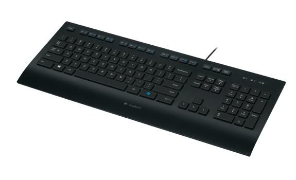 Logitech Clavier USB K280e avec repose-poignet, profil bas et silencieux, résistant aux éclaboussures, noir, disposition Nordic Logitech Clavier USB K280e avec repose-poignet, profil bas et silencieux, résistant aux éclaboussures, noir, disposition Nordic