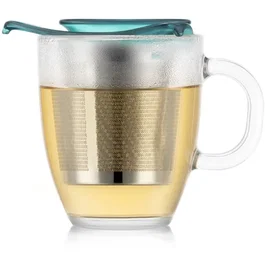 Bodum Set Yo-Yo Mug en verre trempé avec infuseur à thé en inox individuel vert 0,35 L