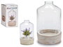 Giftdecor Serre en Verre avec Base en Pierre 18x29x18 cm Transparent et Pierre (Set de 4)