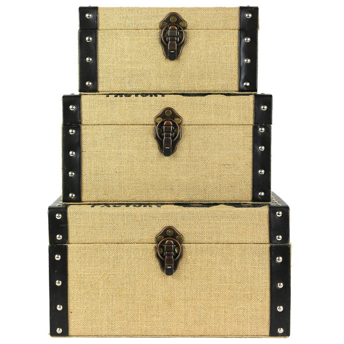 Totally Addict JGO. 3 BAÚLES YUTE - Ensemble de 3 coffres style industriel