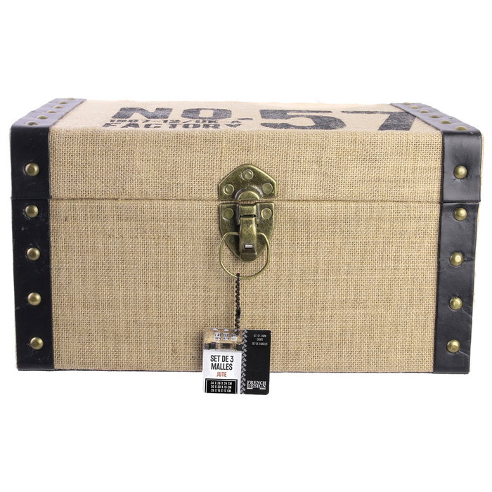 Totally Addict JGO. 3 BAÚLES YUTE - Ensemble de 3 coffres style industriel
