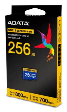 ADATA Extreme microSDXC 256GB SD7.1 SD Express Carte Mémoire V30 U3 Lecture 800 Mo/s Écriture 700 Mo/s pour 4K