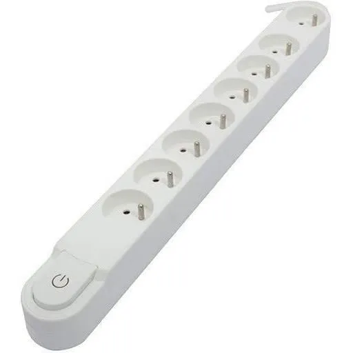 Chacon Multiprise 8 prises 16A avec interrupteur, câble 3 m HO5VV-F 3x1,5 mm², sécurité enfant, blanc