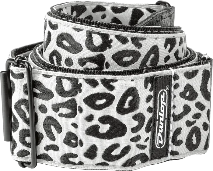 Dunlop Correa Dunlop Guit/ Bajo Jacquard - Ice Cat Dunlop, sangle guitare/basse jacquard haute qualité, motif Ice Cat, extrémités cuir