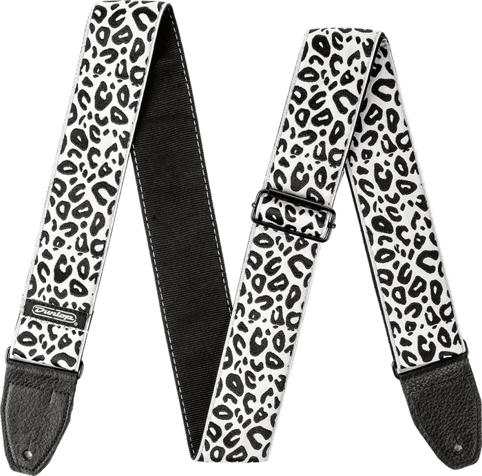 Dunlop Correa Dunlop Guit/ Bajo Jacquard - Ice Cat Dunlop, sangle guitare/basse jacquard haute qualité, motif Ice Cat, extrémités cuir