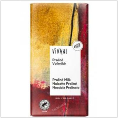 Vivani Chocolat au Lait Praliné 100g Bio, Tablette Rainforest Alliance, Cacao 32% Vivani Chocolat au Lait Praliné 100g Bio, Tablette Rainforest Alliance, Cacao 32%