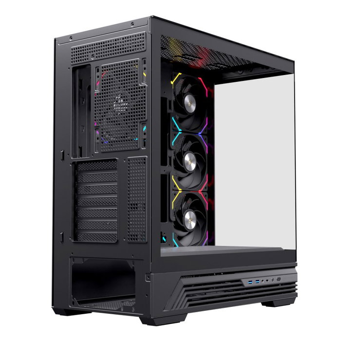Einarex PRISMA S800 RGB Black EXCS-PR-800R-B Boîtier PC Gaming ATX Midi Tower avec 4 Ventilateurs RGB et Panneau en Verre Trempé