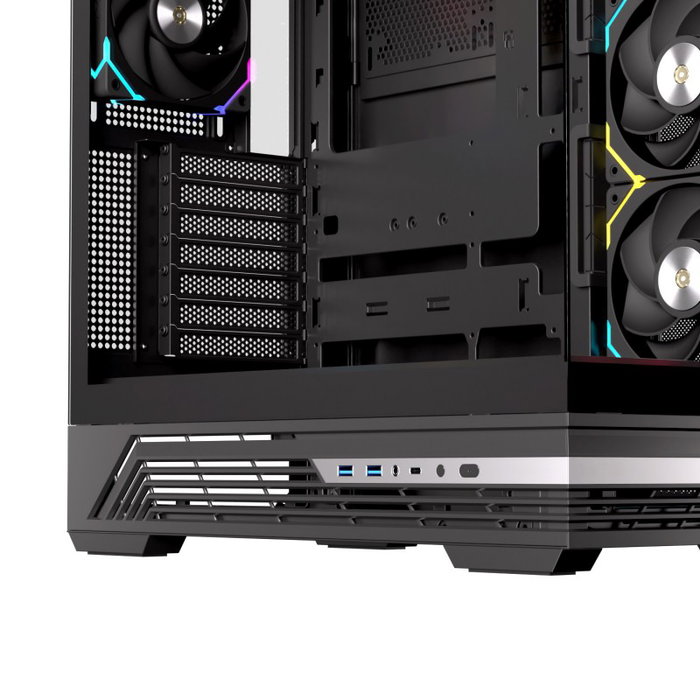 Einarex PRISMA S800 RGB Black EXCS-PR-800R-B Boîtier PC Gaming ATX Midi Tower avec 4 Ventilateurs RGB et Panneau en Verre Trempé