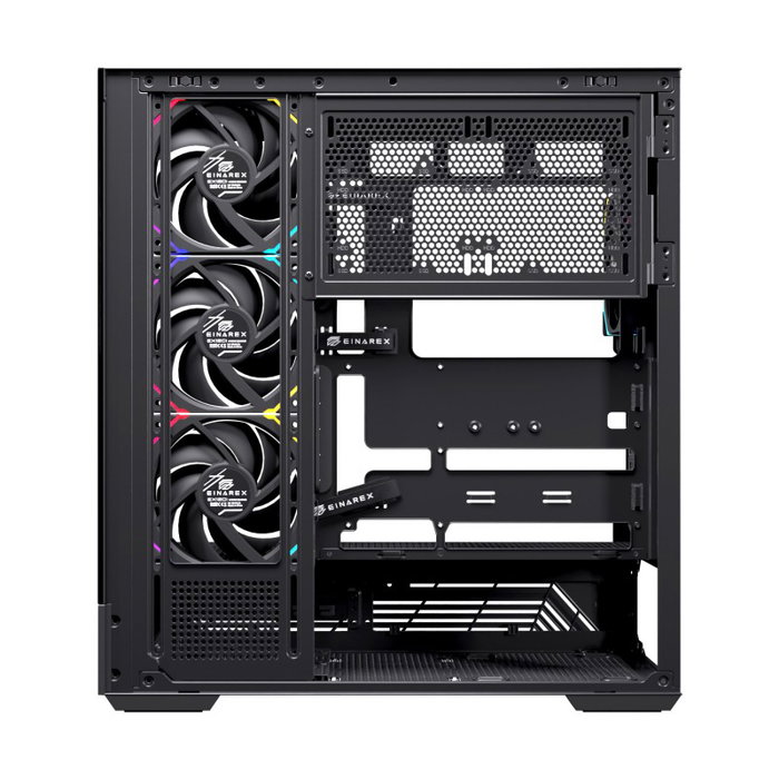 Einarex PRISMA S800 RGB Black EXCS-PR-800R-B Boîtier PC Gaming ATX Midi Tower avec 4 Ventilateurs RGB et Panneau en Verre Trempé
