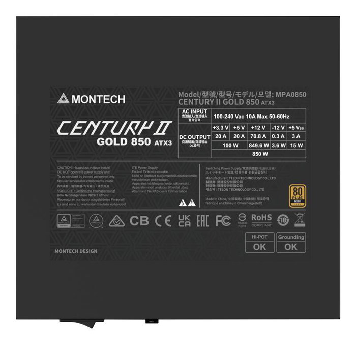 Montech CENTURY II 850W Silver 850W noir