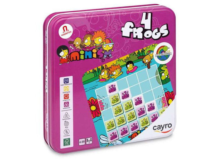 Cayro Jeu 4 en ligne Frogs en bois avec boîte métallique - 8 pièces pour 2 joueurs - 19x19x3,5 cm - Version multilingue (français inclus) Cayro Jeu 4 en ligne Frogs en bois avec boîte métallique - 8 pièces pour 2 joueurs - 19x19x3,5 cm - Version multilingue (français inclus)