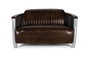 GINER Y COLOMER Sofa 2 Places Style Aviateur en Cuir Vieilli Marron avec Détails en Aluminium - Inspiré du Design Aéronautique