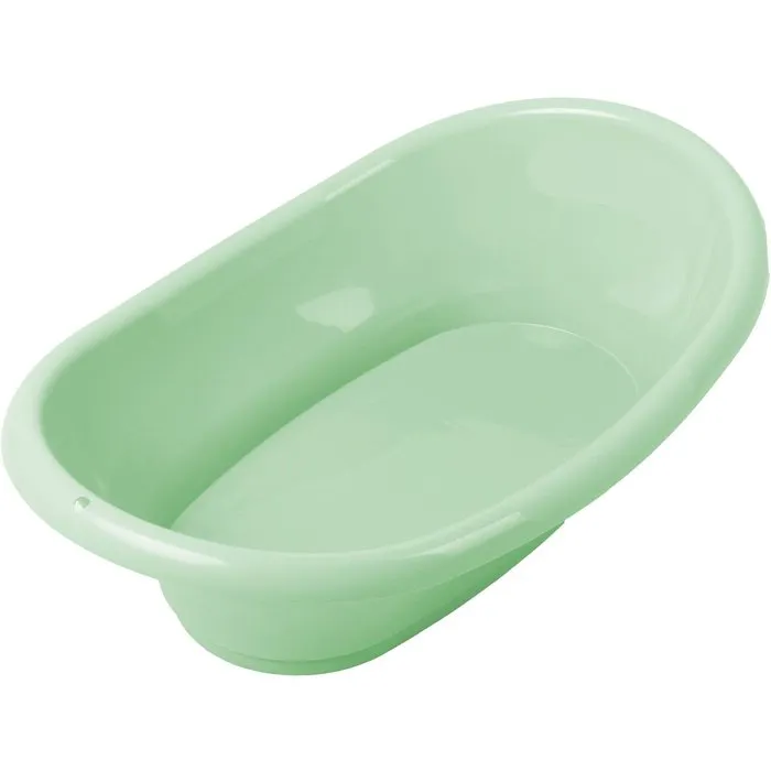 Thermobaby Kit baignoire bébé VASCO 76,5x50x104,5 cm vert céladon avec pied bois pliable et tuyau vidange