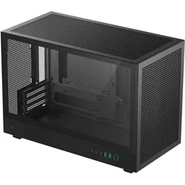 Deepcool CH260, Boîtier PC Mini Tour Noir sans Alimentation, Format M-ATX/Micro-ATX, Panneau Latéral Verre Trempé, Façade Mesh, Ports USB Type-C et USB 3.0