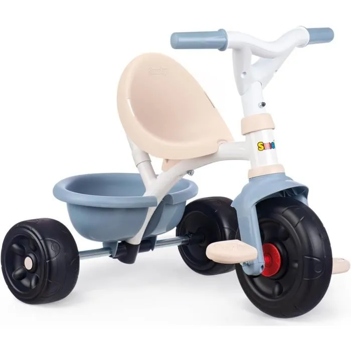 Smoby Tricycle Be Fun Bleu Évolutif - Cadre Acier, Siège et Canne Réglables, Roue Libre, Benne Basculante