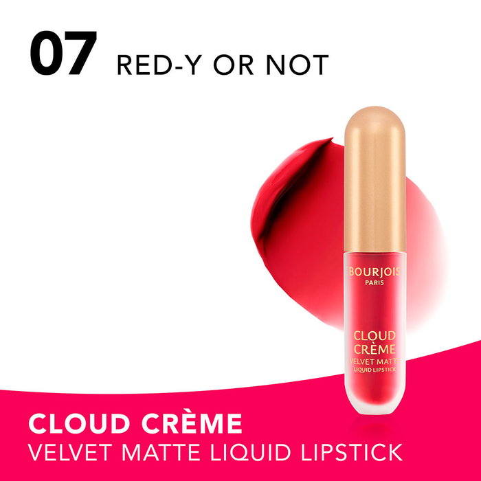 Bourjois Cloud Crème Velvet Rouge à Lèvres Liquide Mate - Teinte #07 Red-Y or Not 3 ml - Édition Velvet Matte