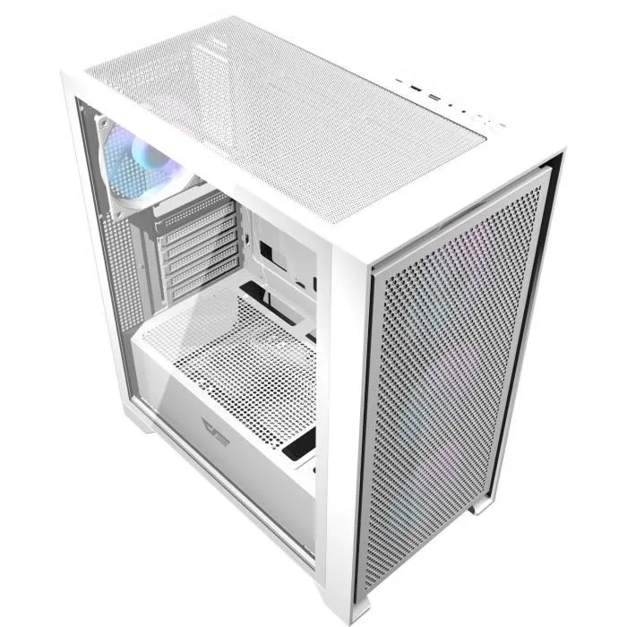 Darkflash DRX70 MESH Boîtier PC Moyen Tour ATX Blanc - Sans Alimentation - 4 Ventilateurs 120mm A-RGB, Façade Mesh, Panneau en Verre Trempé, Ports USB Type-C et USB 3.0