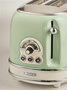 Ariete Tostador 155/14 - Toasteur vintage 2 fentes avec fonctions dégivrage, réchauffage, annulation, sélecteur 6 niveaux et plateau à miettes amovible, vert