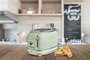 Ariete Tostador 155/14 - Toasteur vintage 2 fentes avec fonctions dégivrage, réchauffage, annulation, sélecteur 6 niveaux et plateau à miettes amovible, vert
