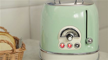 Ariete Tostador 155/14 - Toasteur vintage 2 fentes avec fonctions dégivrage, réchauffage, annulation, sélecteur 6 niveaux et plateau à miettes amovible, vert